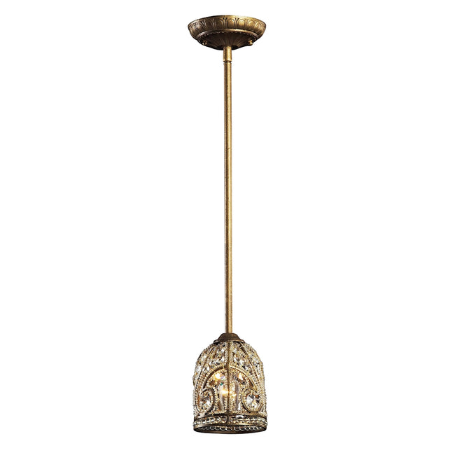 ELK Lighting 1487269 - Elizabethan 5" Wide 1-Light Mini Pendant in Dark Bronze with Crystal