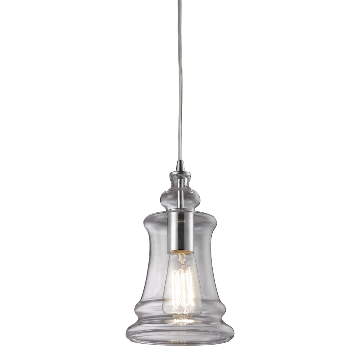 ELK Lighting 60052-1 - Menlow Park 6" Wide 1 Light Mini Pendant in Polished Chrome with Smoked Glass