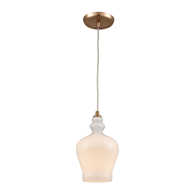 ELK Lighting 60076-1 - Menlow Park 6" Wide 1-Light Mini Pendant in Satin Brass with Opal White Glass
