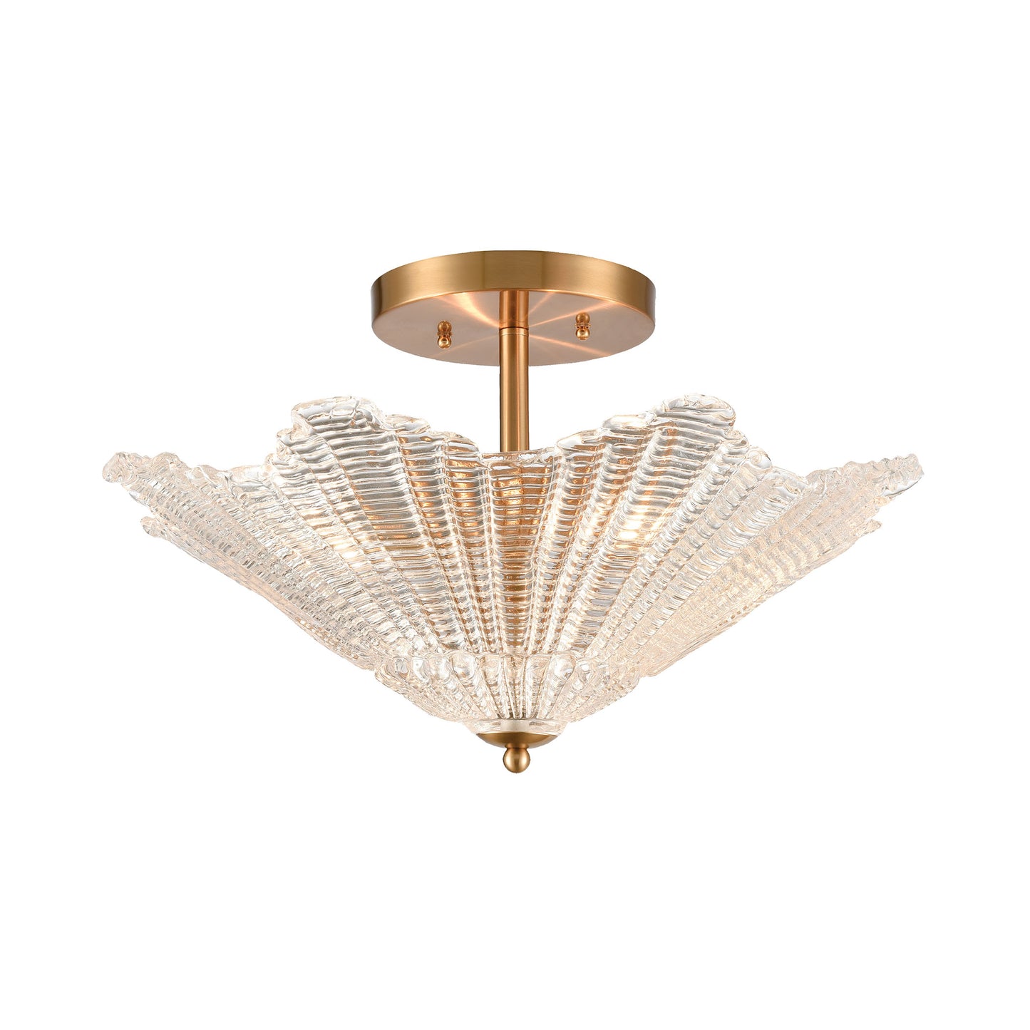 ELK Lighting 60165/4 - Radiance 20" Wide 4-Light Semi Flush in Satin Brass with Clear Textured Glass