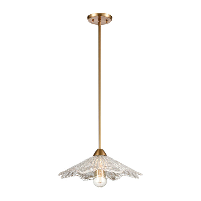 ELK Lighting 60166/1 - Radiance 16" Wide 1-Light Pendant in Satin Brass with Clear Textured Glass