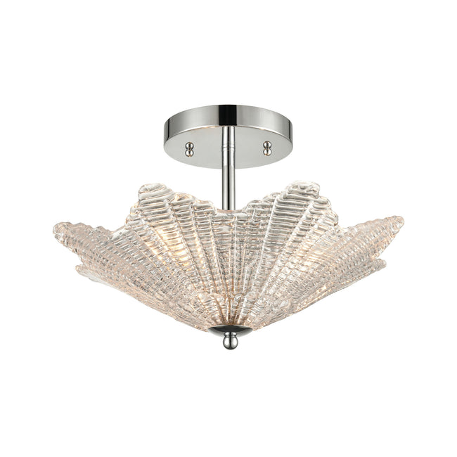 ELK Lighting 60174/3 - Radiance 16" Wide 3-Light Semi Flush in Polished Chrome with Clear Textured G