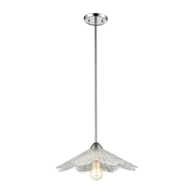 ELK Lighting 60176/1 - Radiance 16" Wide 1-Light Pendant in Polished Chrome with Clear Textured Glas