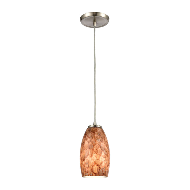 ELK Lighting 60216/1 - Nature's Collage 5" Wide 1-Light Mini Pendant in Satin Nickel with Feathered