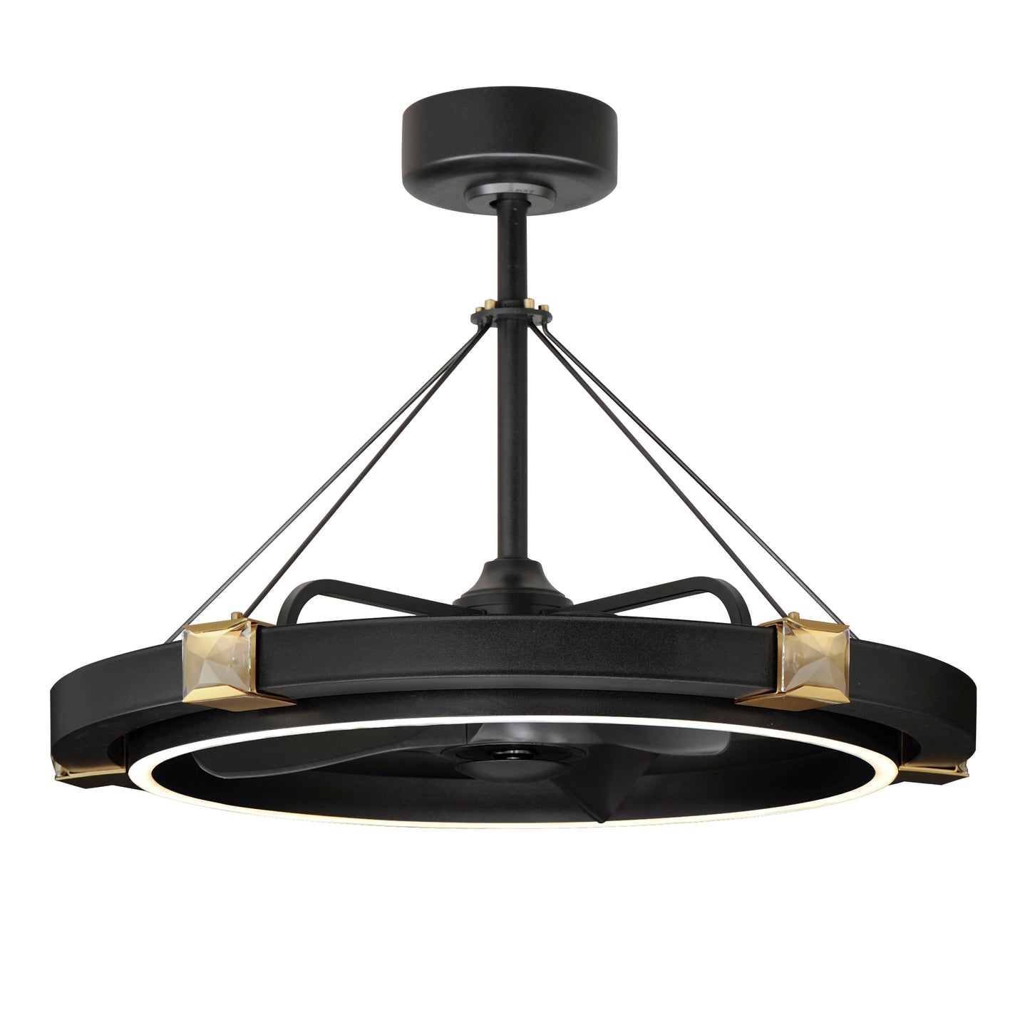 61019BCBKGLD - Jewel 33" Fandelight - Black / Gold