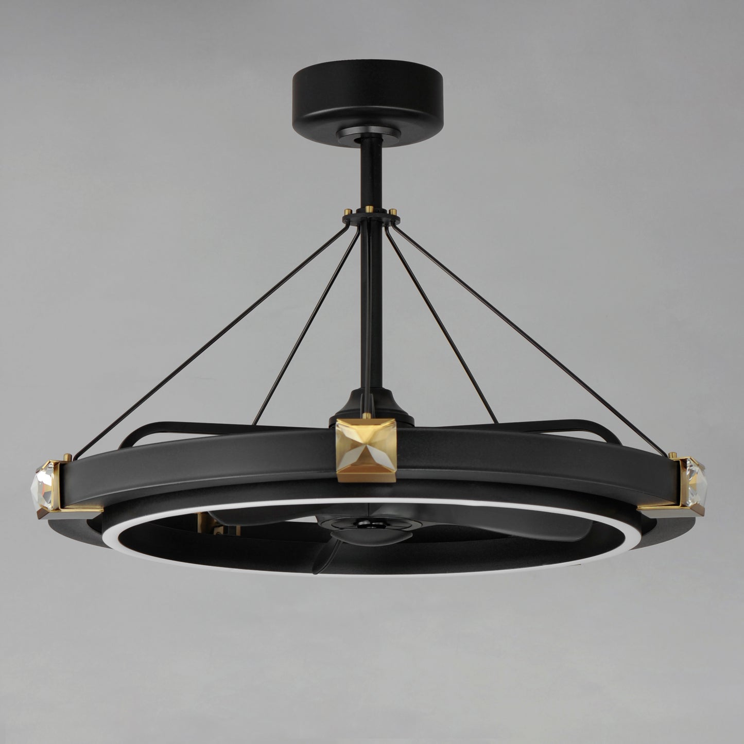61019BCBKGLD - Jewel 33" Fandelight - Black / Gold