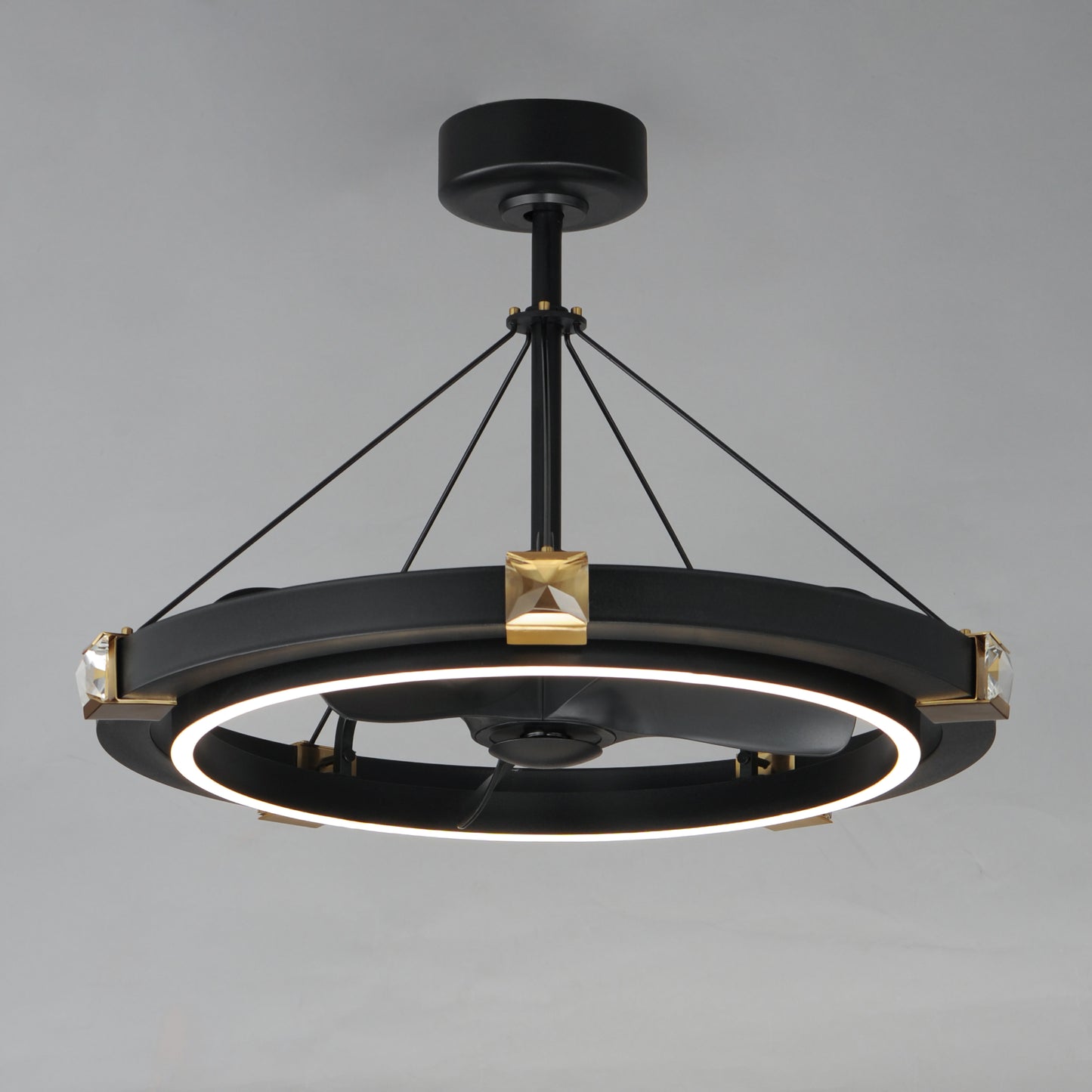 61019BCBKGLD - Jewel 33" Fandelight - Black / Gold