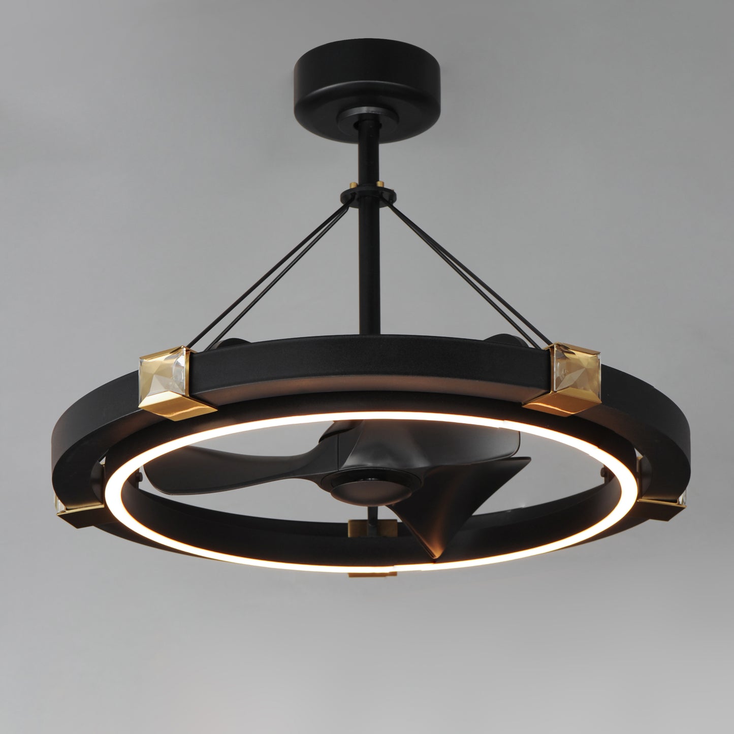 61019BCBKGLD - Jewel 33" Fandelight - Black / Gold