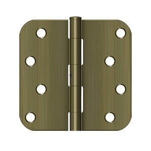 S44R5N3 4" x 4" x 5/8" Radius Hinge; Non Removable Pin Bright Brass Finish