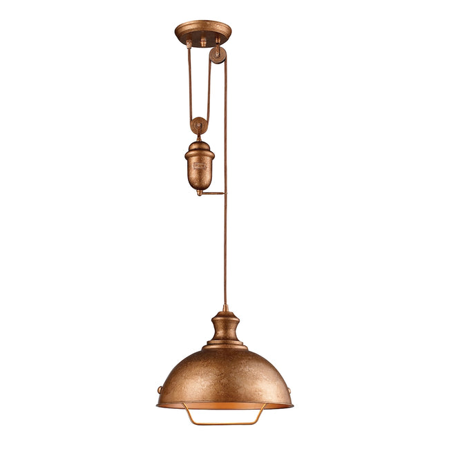 ELK Lighting 65061-1 - Farmhouse 14" Wide 1-Light Adjustable Pendant in Bellwether Copper with Match
