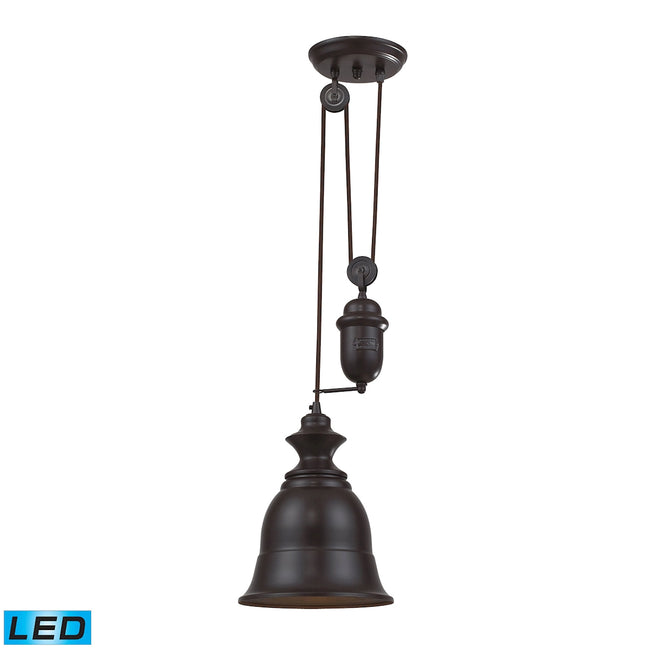 ELK Lighting 65070-1-LED - Farmhouse 8" Wide 1-Light Adjustable Pendant in Oiled Bronze with Matchin