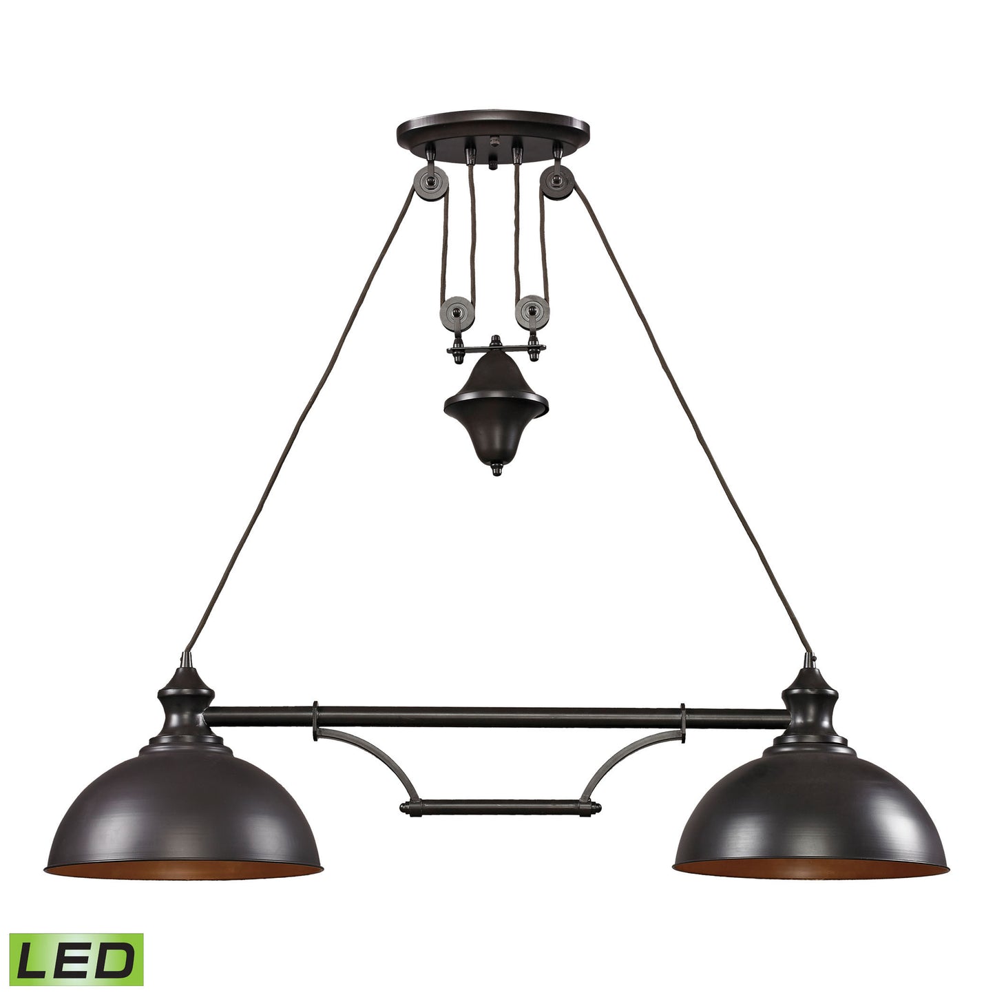 ELK Lighting 65150-2-LED - Farmhouse 13" Wide 2-Light Island Light in Oiled Bronze with Matching Sha