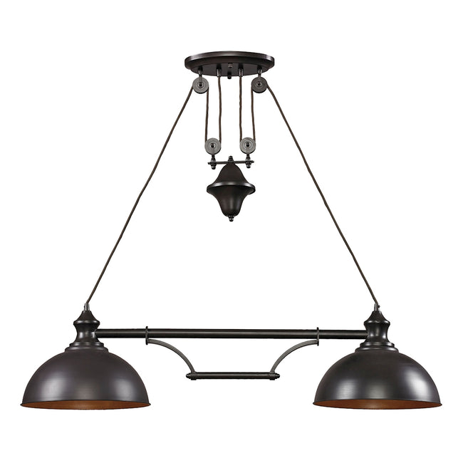 ELK Lighting 65150-2 - Farmhouse 13" Wide 2-Light Island Light in Oiled Bronze with Matching Shade