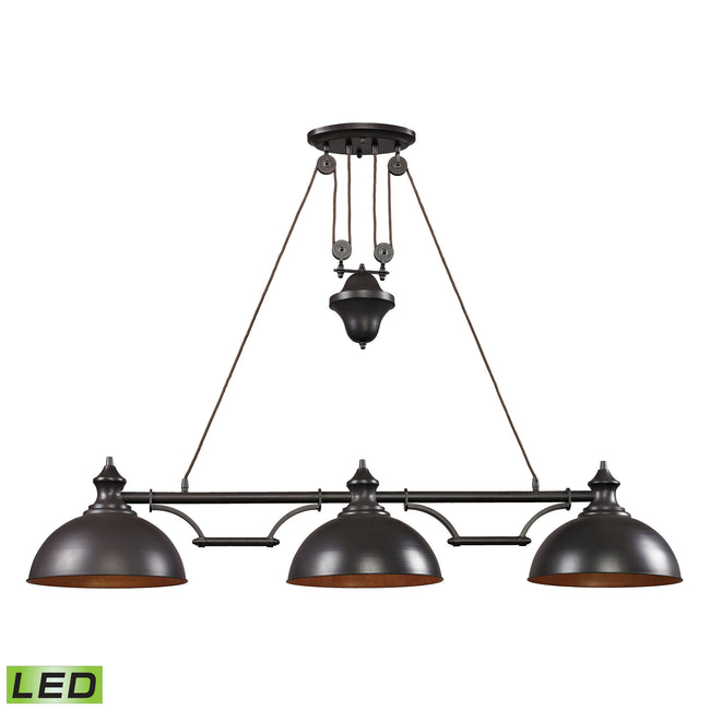 ELK Lighting 65151-3-LED - Farmhouse 13" Wide 3-Light Island Light in Oiled Bronze with Matching Sha