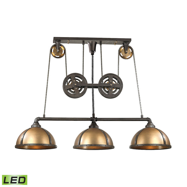 ELK Lighting 65152/3-LED - Torque 17" Wide 3-Light Island Light in Vintage Brass and Rust with Metal