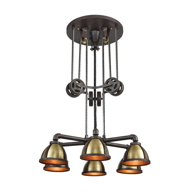 ELK Lighting 65154/6 - Torque 36" Wide 6-Light Chandelier in Vintage Rust and Vintage Brass with Met