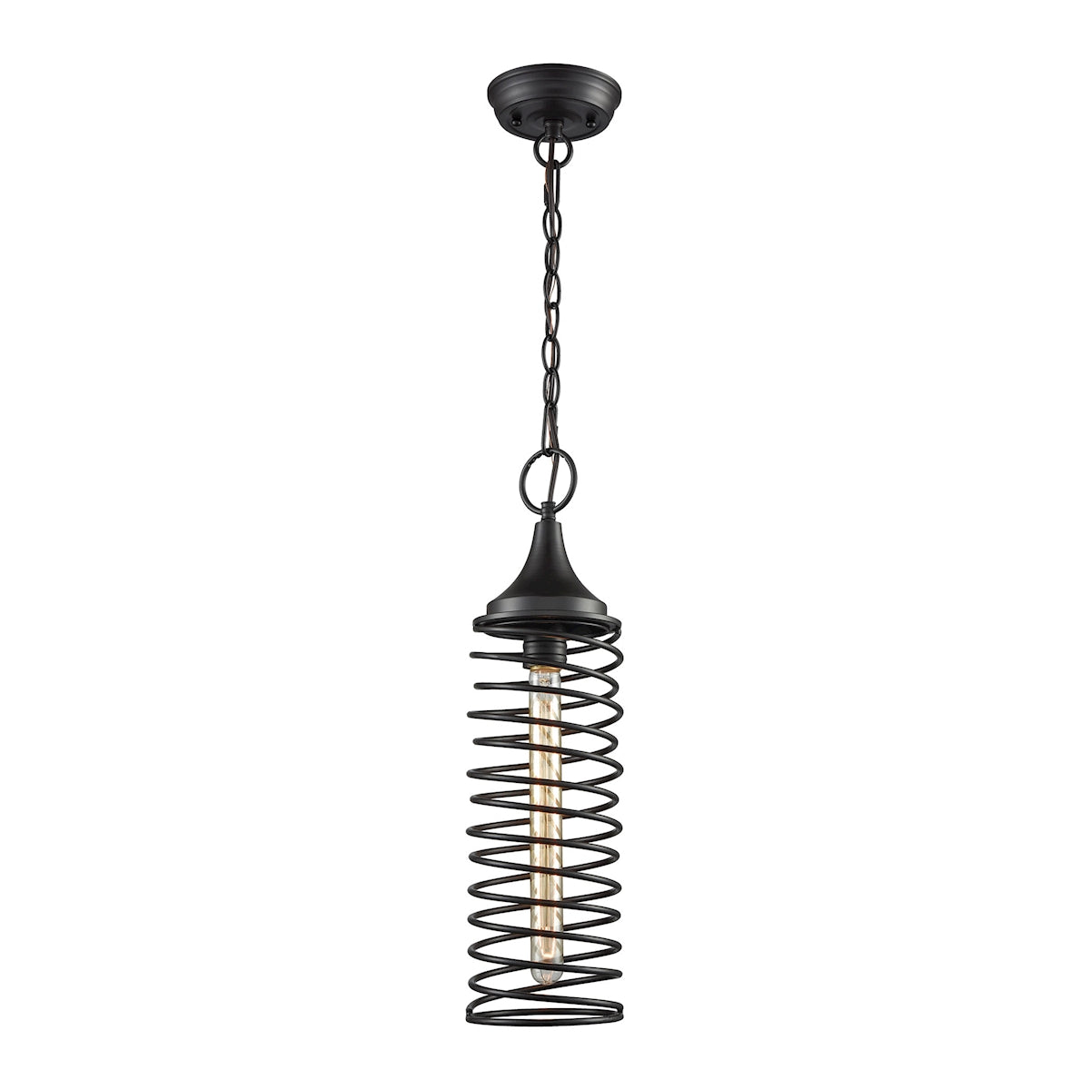 ELK Lighting 65231/1 - Spring 5" Wide 1-Light Mini Pendant in Oil Rubbed Bronze with Twisted Metal S