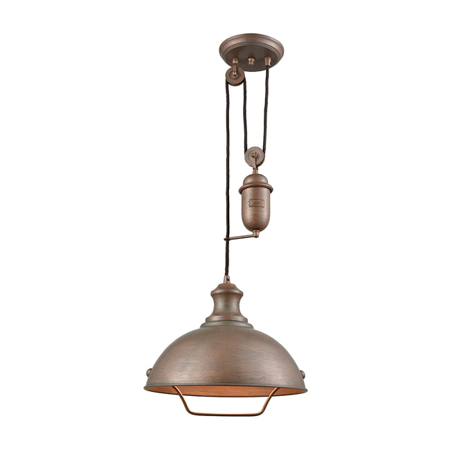 ELK Lighting 65271-1 - Farmhouse 14" Wide 1-Light Adjustable Pendant in Tarnished Brass with Matchin