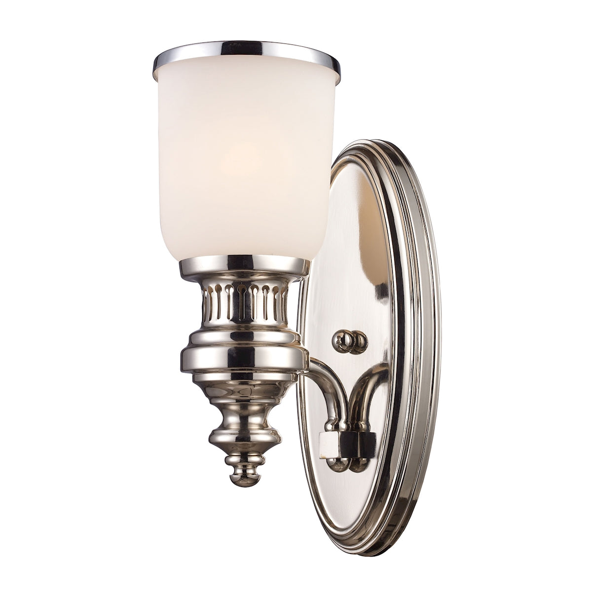 ELK Lighting 66110-1 - Chadwick 5" wide 1-Light Wall Lamp in Polished Nickel with White Glass