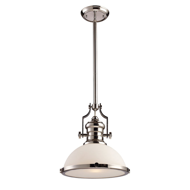 ELK Lighting 66113-1 - Chadwick 13" Wide 1-Light Pendant in Polished Nickel with White Glass