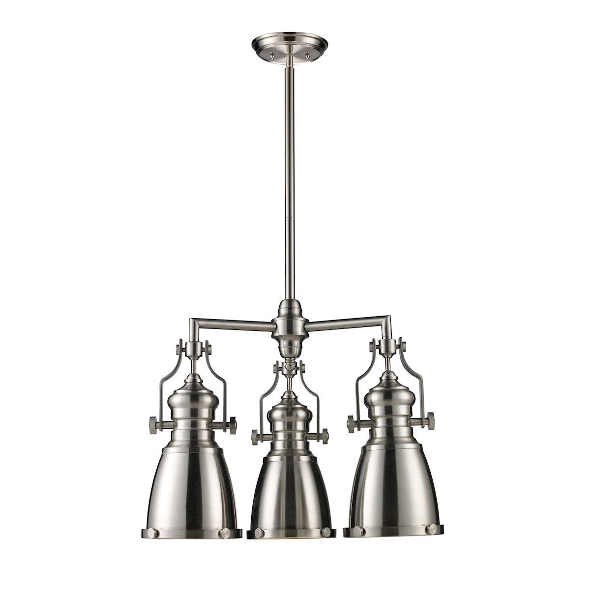 ELK Lighting 66120-3 - Chadwick 22" Wide 3-Light Chandelier in Satin Nickel with Matching Shades