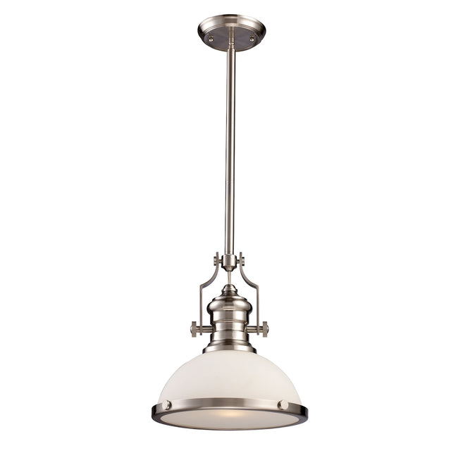 ELK Lighting 66123-1 - Chadwick 13" Wide 1-Light Pendant in Satin Nickel with White Glass