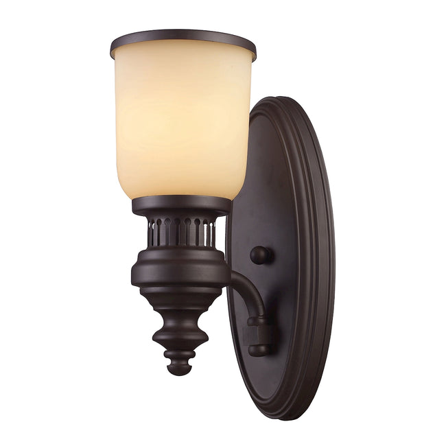 ELK Lighting 66130-1 - Chadwick 5" Wide 1-Light Wall Lamp in Oiled Bronze with Off-white Glass