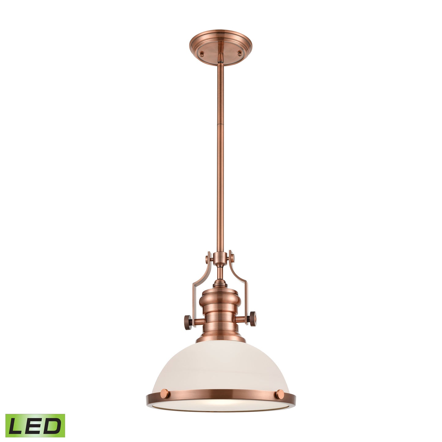 ELK Lighting 66143-1-LED - Chadwick 13" Wide 1-Light Pendant in Antique Copper with White Glass - In