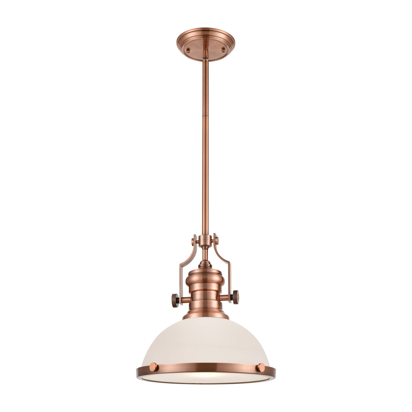 ELK Lighting 66143-1 - Chadwick 13" Wide 1-Light Pendant in Antique Copper with White Glass