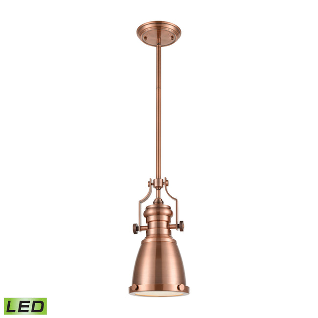 ELK Lighting 66149-1-LED - Chadwick 8" Wide 1-Light Mini Pendant in Antique Copper with Matching Sha