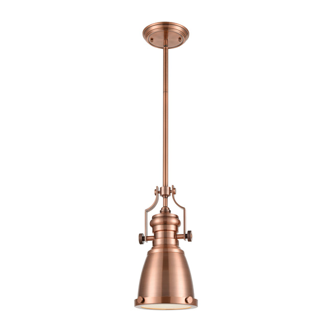 ELK Lighting 66149-1 - Chadwick 8" Wide 1-Light Mini Pendant in Antique Copper with Matching Shade