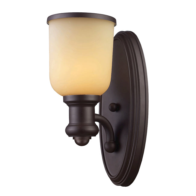 ELK Lighting 66170-1 - Brooksdale 5" Wide 1-Light Wall Lamp in Oiled Bronze with Amber Glass