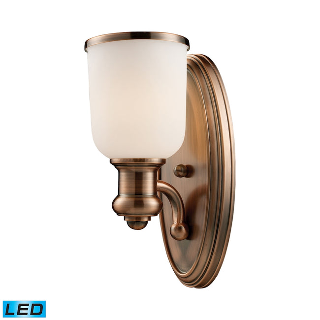 ELK Lighting 66180-1-LED - Brooksdale 5" Wide 1-Light Wall Lamp in Antique Copper with White Glass -
