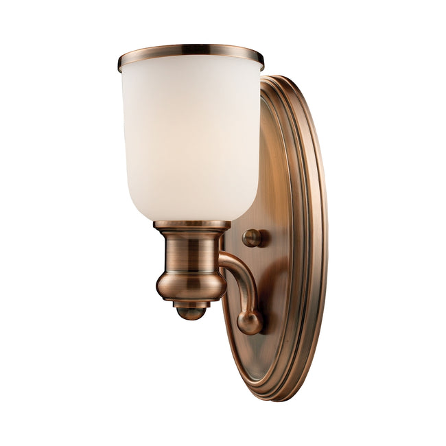 ELK Lighting 66180-1 - Brooksdale 5" Wide 1-Light Wall Lamp in Antique Copper with White Glass