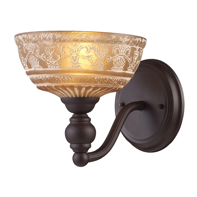 ELK Lighting 66190-1 - Norwich 8" Wide 1-Light Wall Lamp in Oiled Bronze with Amber Glass