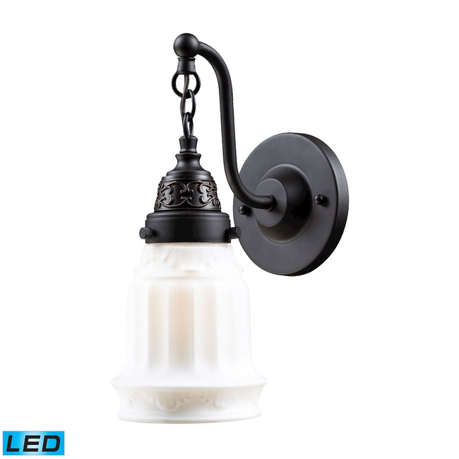 ELK Lighting 66210-1-LED - Quinton Parlor 5" Wide 1-Light Wall Lamp in Oiled Bronze with White Glass