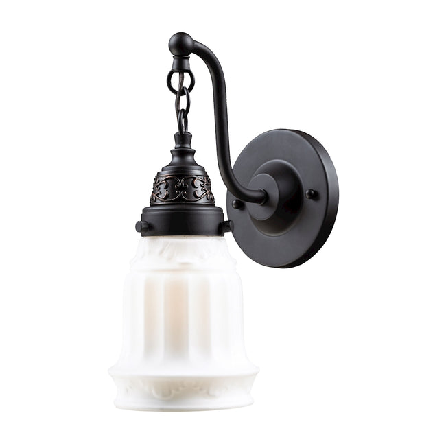 ELK Lighting 66210-1 - Quinton Parlor 5" Wide 1-Light Wall Lamp in Oiled Bronze with White Glass
