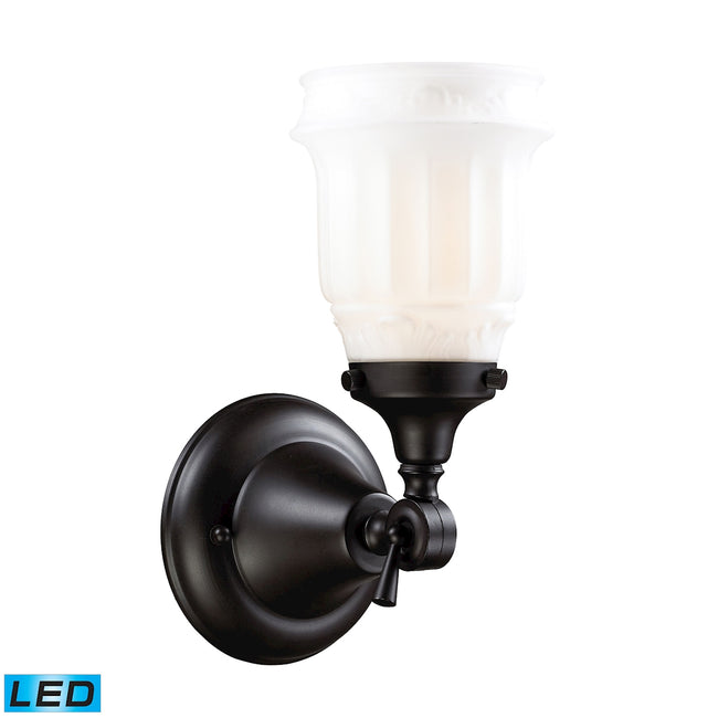 ELK Lighting 66211-1-LED - Quinton Parlor 5" Wide 1-Light Vanity Light in Oiled Bronze with White Gl
