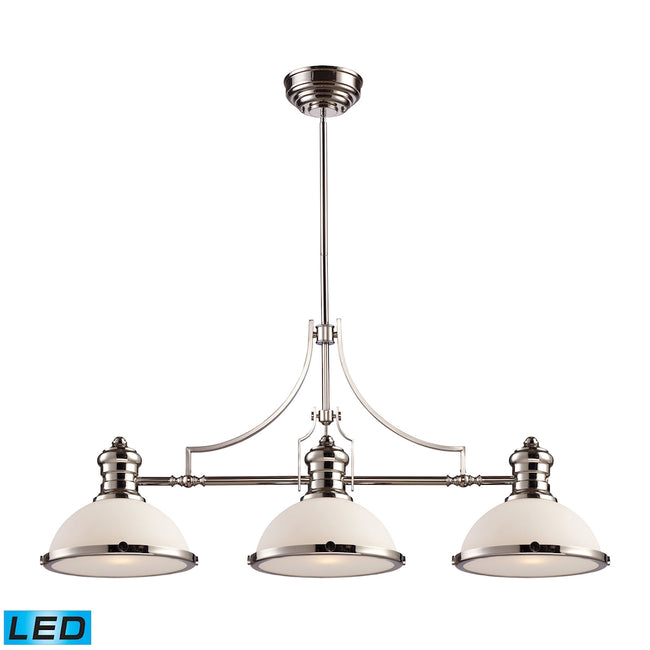 ELK Lighting 66215-3-LED - Chadwick 13" Wide 3-Light Island Light in Polished Nickel with Gloss Whit