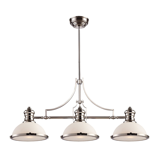 ELK Lighting 66215-3 - Chadwick 13" Wide 3-Light Island Light in Polished Nickel with Gloss White Sh