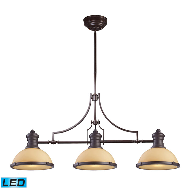 ELK Lighting 66235-3-LED - Chadwick 47" Wide 3-Light Linear Chandlier in Oiled Bronze with Off-white