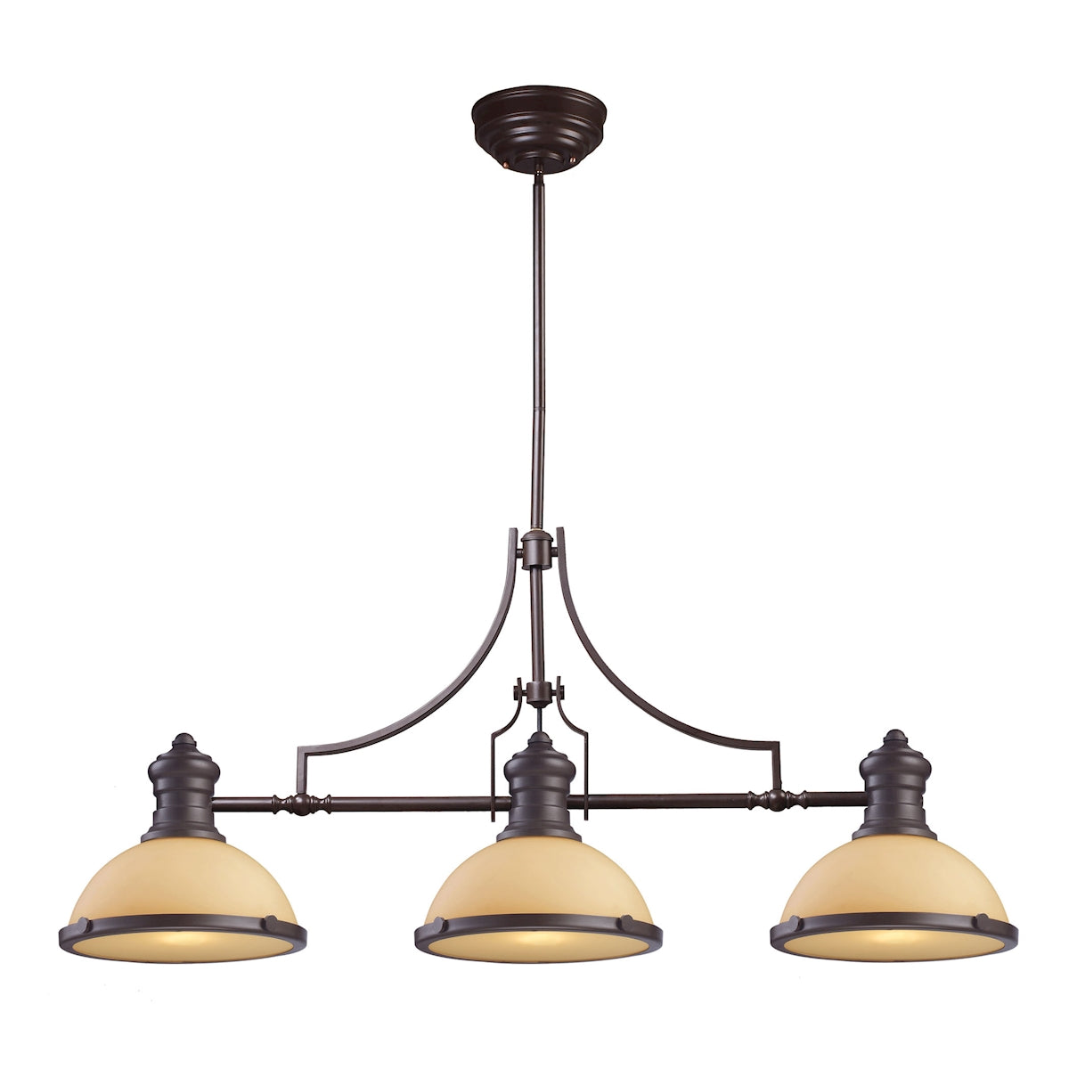 ELK Lighting 66235-3 - Chadwick 47" Wide 3-Light Linear Chandlier in Oiled Bronze with Off-white Gla