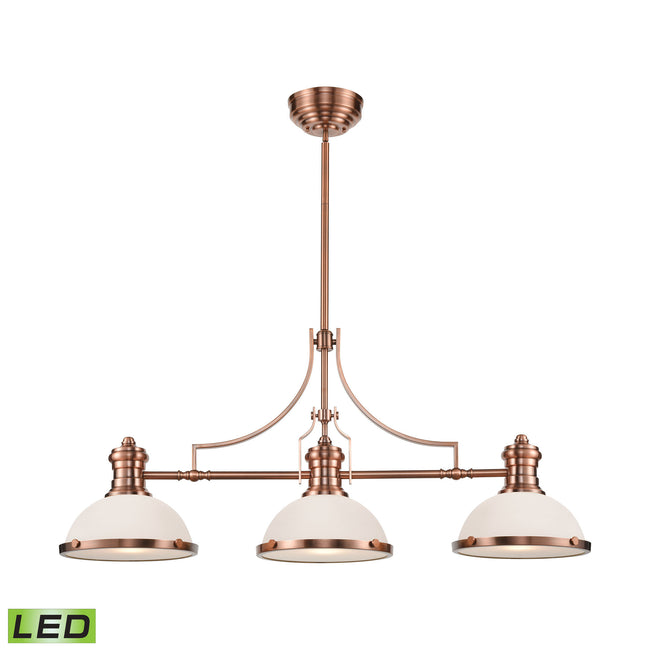 ELK Lighting 66245-3-LED - Chadwick 13" Wide 3-Light Island Light in Antique Copper with White Glass