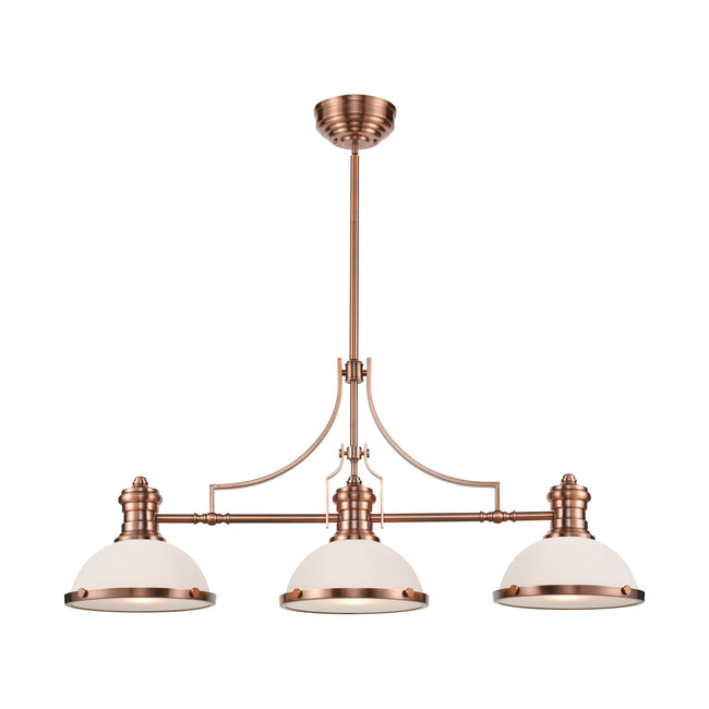 ELK Lighting 66245-3 - Chadwick 13" Wide 3-Light Island Light in Antique Copper with White Glass