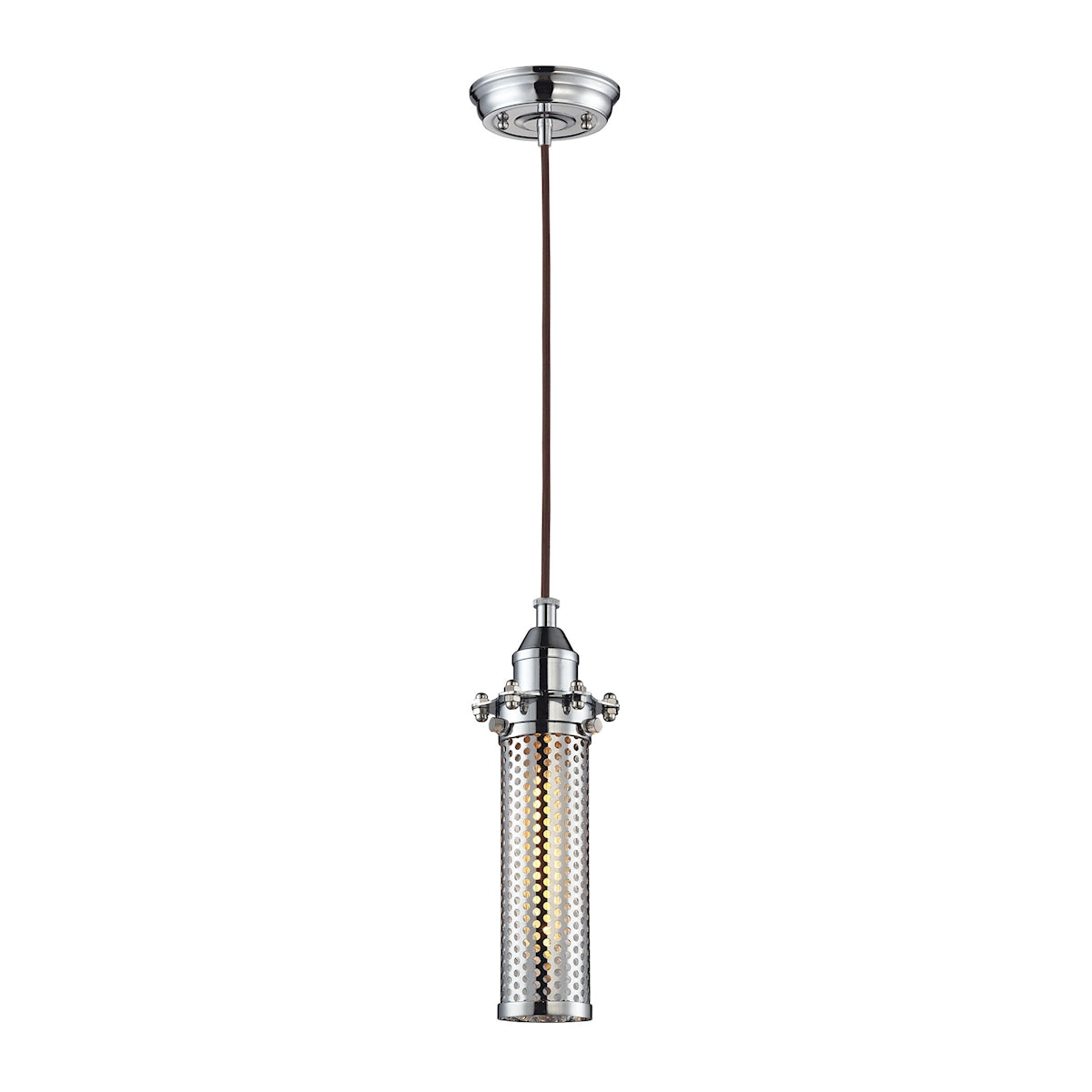 ELK Lighting 66315/1 - Fulton 4" Wide 1-Light Mini Pendant in Polished Chrome with Perforated Metal