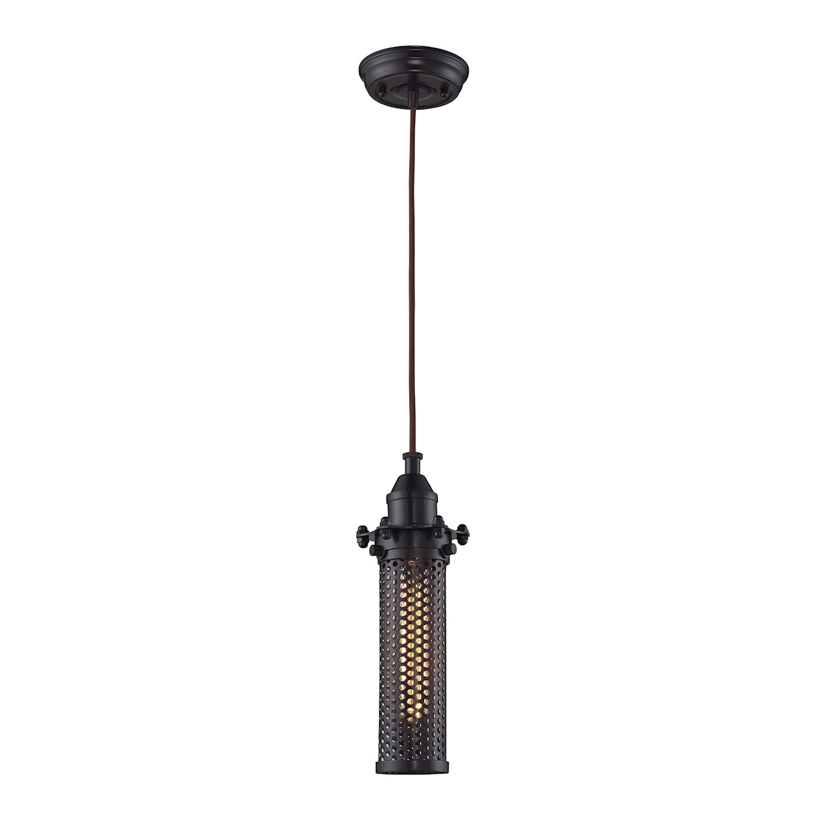 ELK Lighting 66325/1 - Fulton 4" Wide 1-Light Mini Pendant in Oil Rubbed Bronze with Perforated Meta