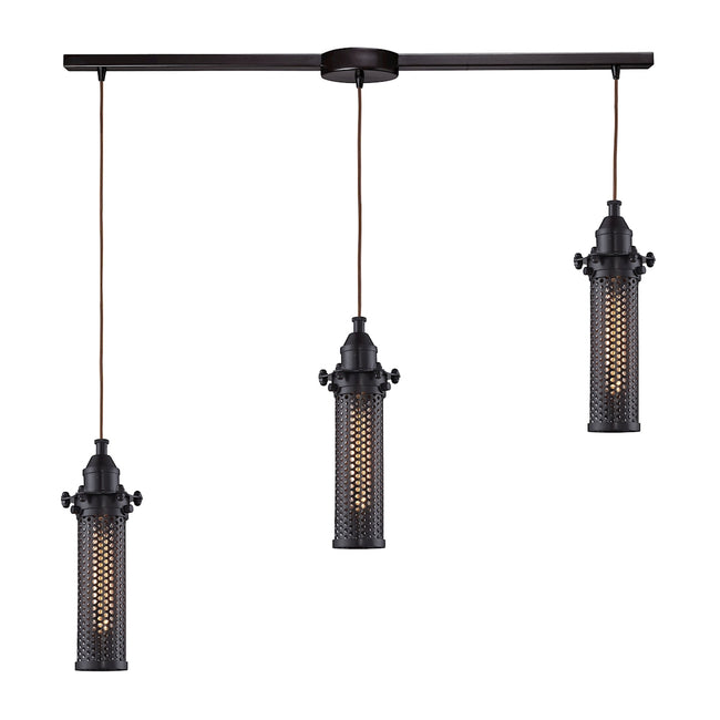 ELK Lighting 66325/3L - Fulton 5" Wide 3-Light Linear Pendant Fixture in Oil Rubbed Bronze with Perf
