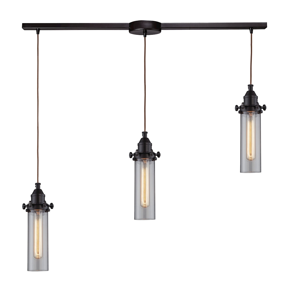 ELK Lighting 66326/3L - Fulton 5" Wide 3-Light Linear Pendant Fixture in Oil Rubbed Bronze with Smok