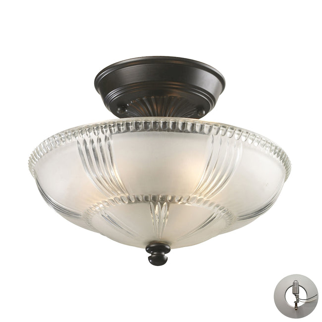 ELK Lighting 66335-3-LA - Restoration 12" Wide 3-Light Semi Flush in Oiled Bronze with Clear and Fro