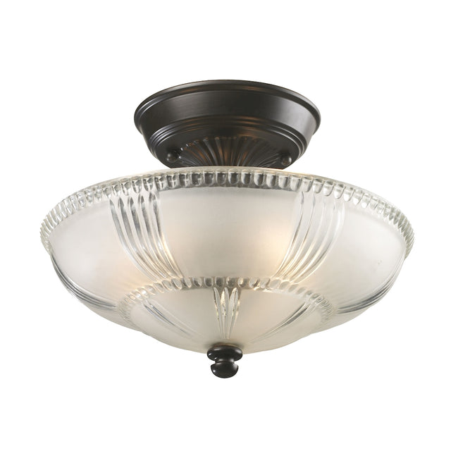 ELK Lighting 66335-3 - Restoration 12" Wide 3-Light Semi Flush in Oiled Bronze with Clear and Froste